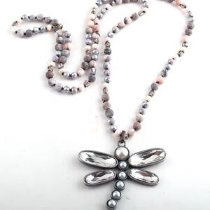 Dragonfly Pendant Beaded Necklace